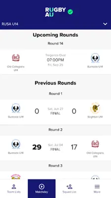 Rugby Match Day android App screenshot 1